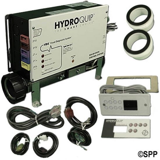 CS6239-US-3W: Control System, (Kit), HydroQuip CS6239, Slide, 240V (3-Wire), 5.5kW, Pump1, Pump2 (1 Spd), Blower, Circ Pump Optoion, w/Molded Cords & ECO-3 Spaside